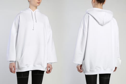 women's hoodie on the model on a white background isolated photo