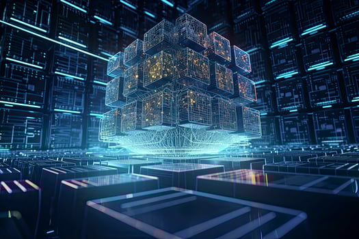 Artificial intelligence concept of big data or cyber security. 3D illustration photo