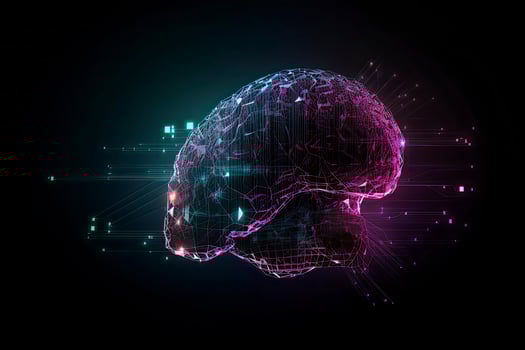 Artificial Intelligence digital concept with abstract brains photo
