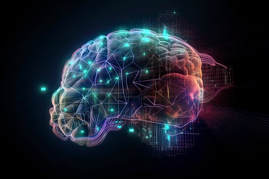 Artificial Intelligence digital concept with abstract brains photo