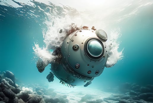Robot swimming in the sea. photo