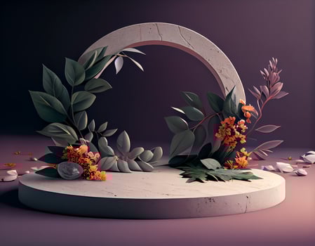 Abstract 3d podium for product presentation with geometric shapes, Empty round podium,Platforms for product presentation with shadows and light background. photo