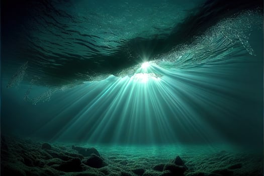 deep sea or under the deep water horizon sun rays photo