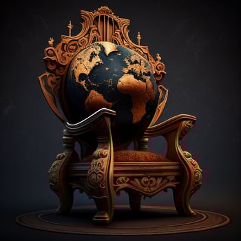 Politics concept world and chair of king- Generted by photo