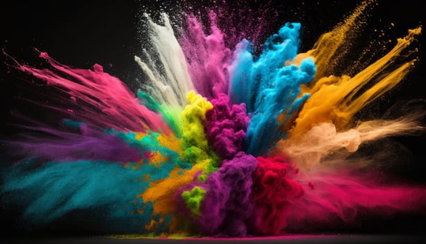 beautiful holi powder colors explosion close up image photo