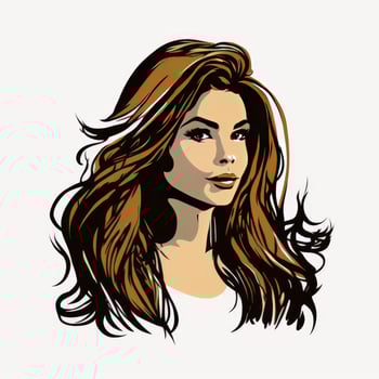 simple logo of a beautiful girl with beautiful hair white background photo