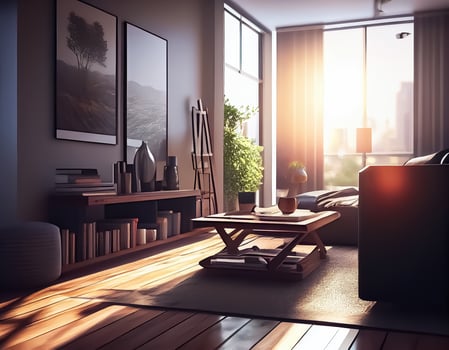 Design modern living room with sunlight.. photo