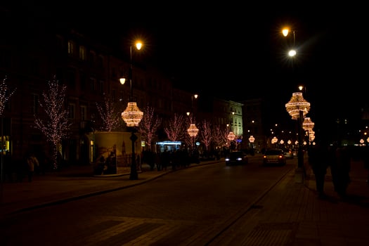 warsaw by night photo