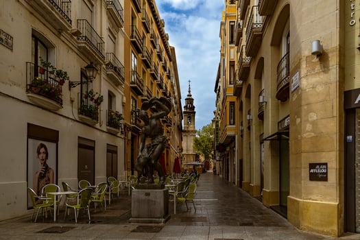 interesting urban landscape with narrow streets in the spanish city of Zaragoza on a spring day photo