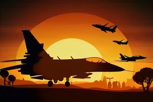 Ukrainian strategic jet fighters in sky special battle transport military equipment concept stop war against Ukraine. photo
