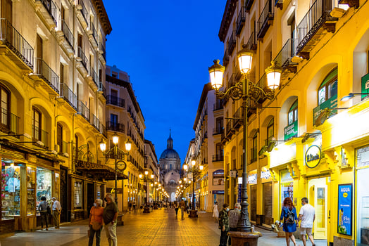night landscape of Zaragoza in the old town during the pandemic photo