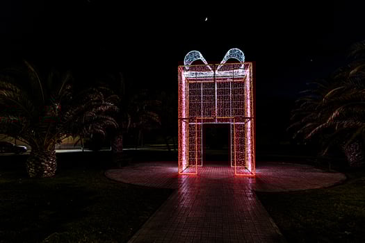 original Christmas decoration red and white gift at night photo