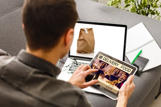 order food delivery online by laptop, Food Delivery Fast photo