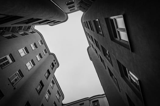 old historic warsaw in poland tenement house from the backyard photo