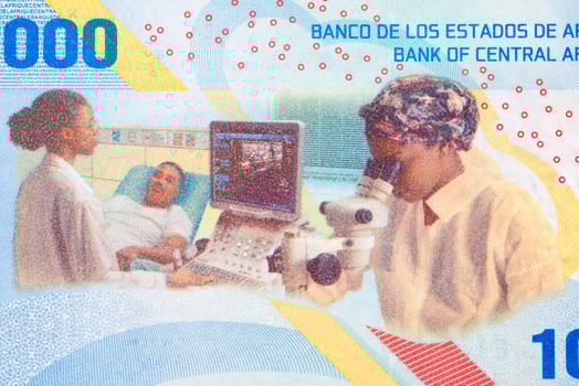 Medical scene from Central African States money photo