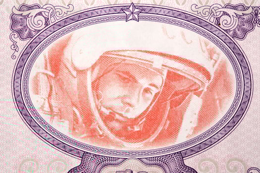 Yuri Gagarin a portrait from money photo