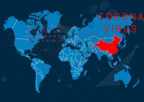 Mers on map, Corona virus on a banner photo