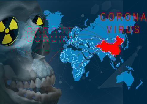 Mers on map, Corona virus on a banner photo