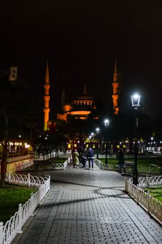 Night Blue Mosque in Istanbul, Turkey photo