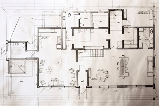 Architectural plan. Technical project of living room. photo