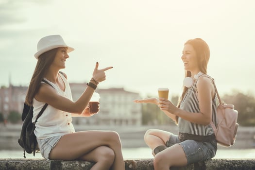 Friends spending time together in the city photo