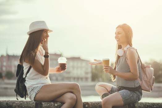 Friends spending time together in the city photo