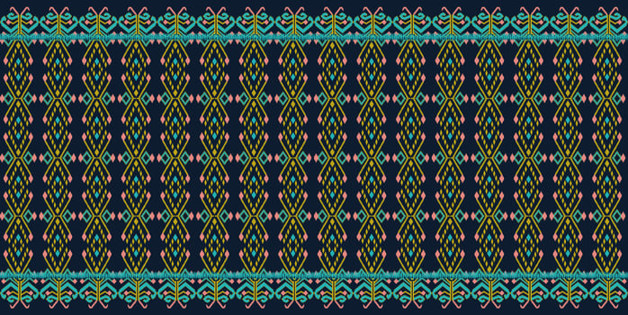 Beautiful colorful Thai knitted embroidery.Geometric ethnic oriental pattern traditional Design for background,carpet,wallpaper,clothing,wrapping,Batik,fabric,Vector embroidery style, clipping path photo