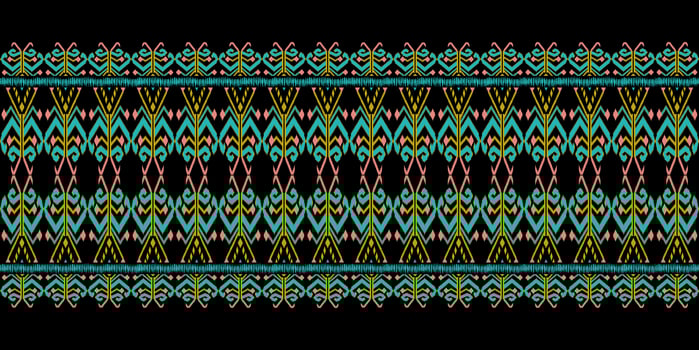 Beautiful colorful Thai knitted embroidery.Geometric ethnic oriental pattern traditional Design for background,carpet,wallpaper,clothing,wrapping,Batik,fabric,Vector embroidery style, clipping path photo