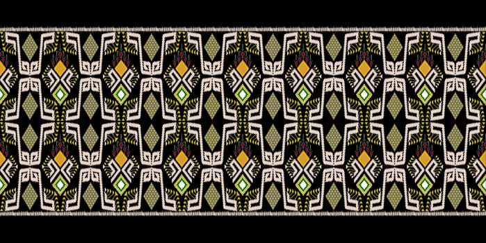Beautiful colorful Thai knitted embroidery.Geometric ethnic oriental pattern traditional Design for background,carpet,wallpaper,clothing,wrapping,Batik,fabric,Vector embroidery style, clipping path photo