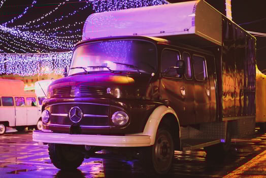 Belarus, the city of Gomil, December 18, 2019. Vintage Mercedes bus on the street. photo