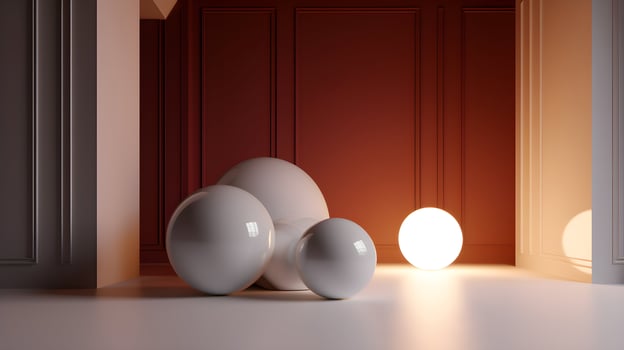 3D Rendering of some abstract balls in a lit room, group of orbs, background photo