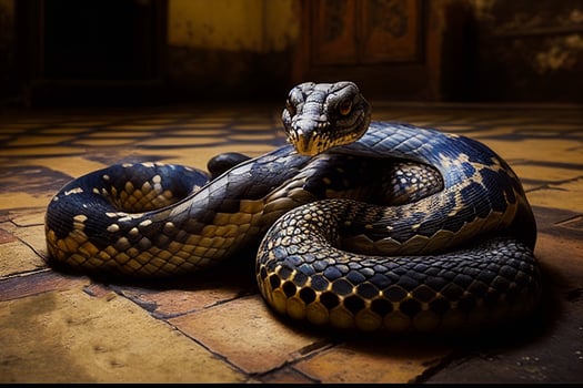 a snake crawled into the apartment AI photo