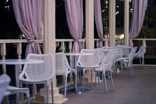 empty cafeteria in public park at night photo