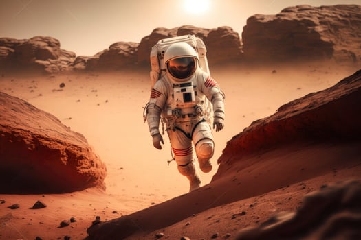 astronaut walking on mars. photo