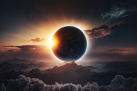 eclipse alone over clouds. photo