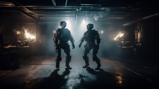 Robots dance at a nightclub. photo