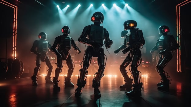 Robots dance at a nightclub. photo