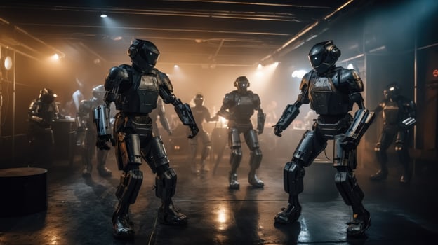 Robots dance at a nightclub. photo