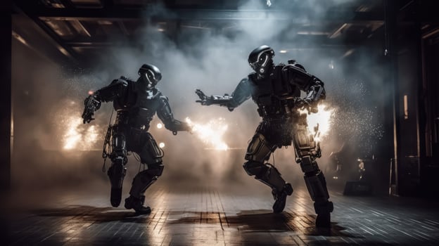 Robots dance at a nightclub. photo