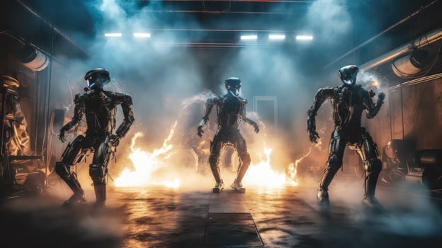 Robots dance at a nightclub. photo