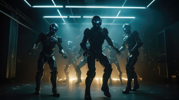 Robots dance at a nightclub. photo