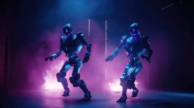 Robots dance at a nightclub. photo