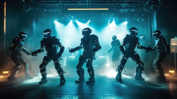 Robots dance at a nightclub. photo