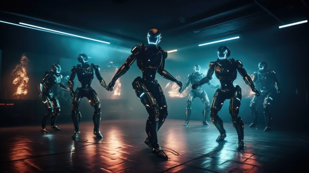 Robots dance at a nightclub. photo