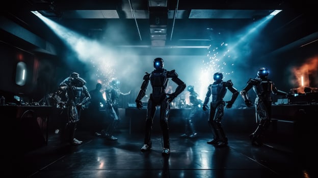 Robots dance at a nightclub. photo