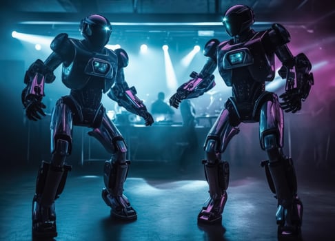 Robots dance at a nightclub. photo