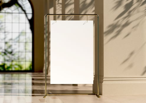 Wedding white Board, welcome sign, Seating chart Mockup , outdoors. Greeting template with clipping path. 3D rendering photo