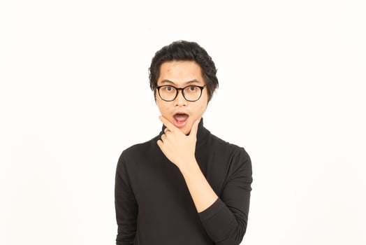 Shocked WOW Face Expression Of Handsome Asian Man Isolated On White Background photo