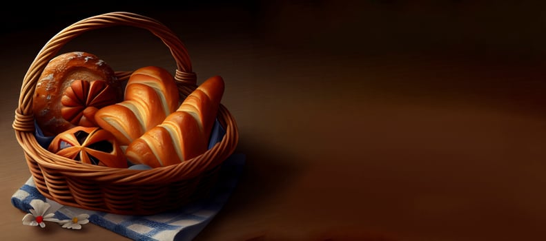 bakery's in the basket realistic product showcase for food photography photo