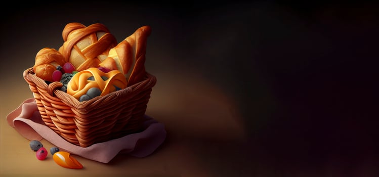 bakery's in the basket realistic product showcase for food photography photo